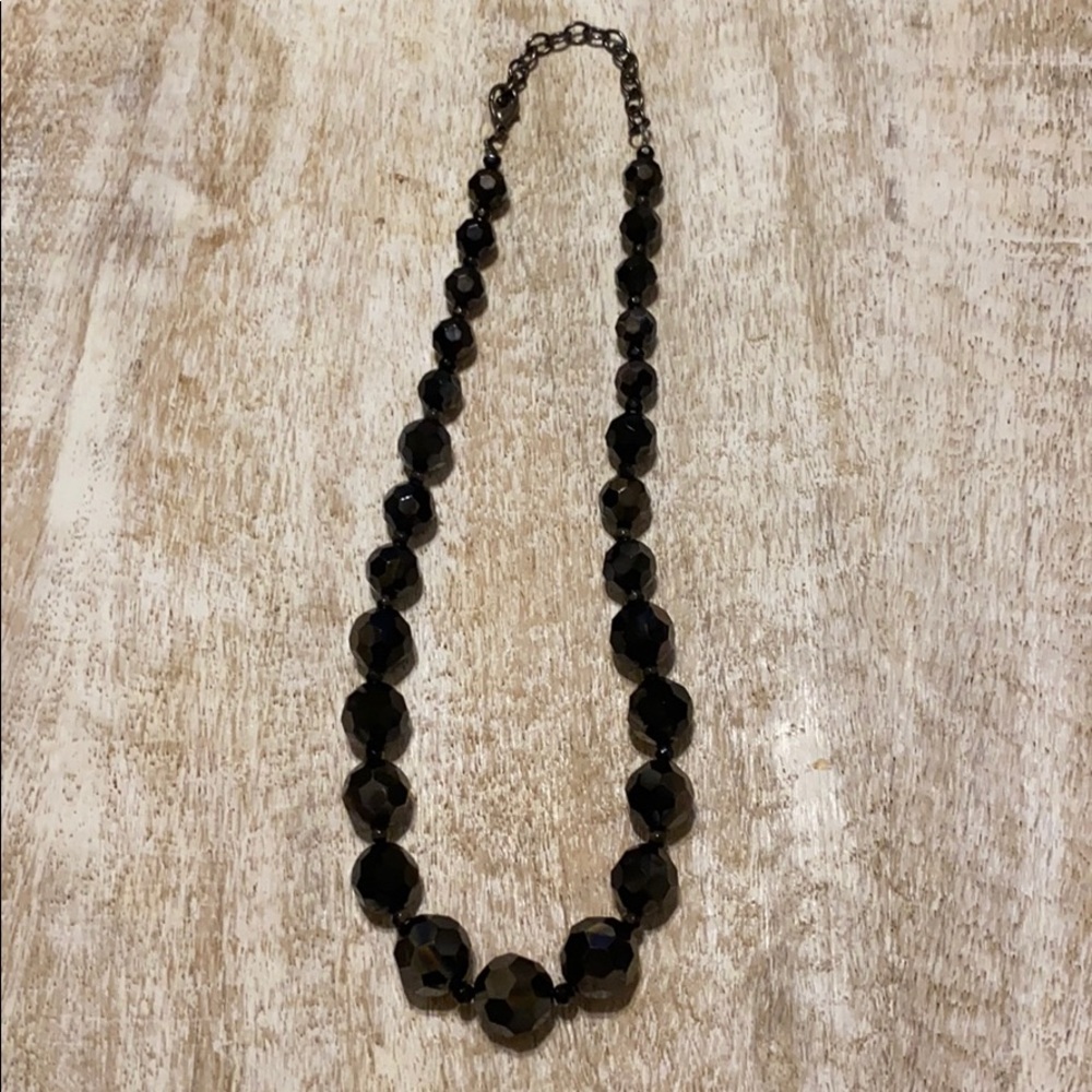 Black Beaded Necklace GUC